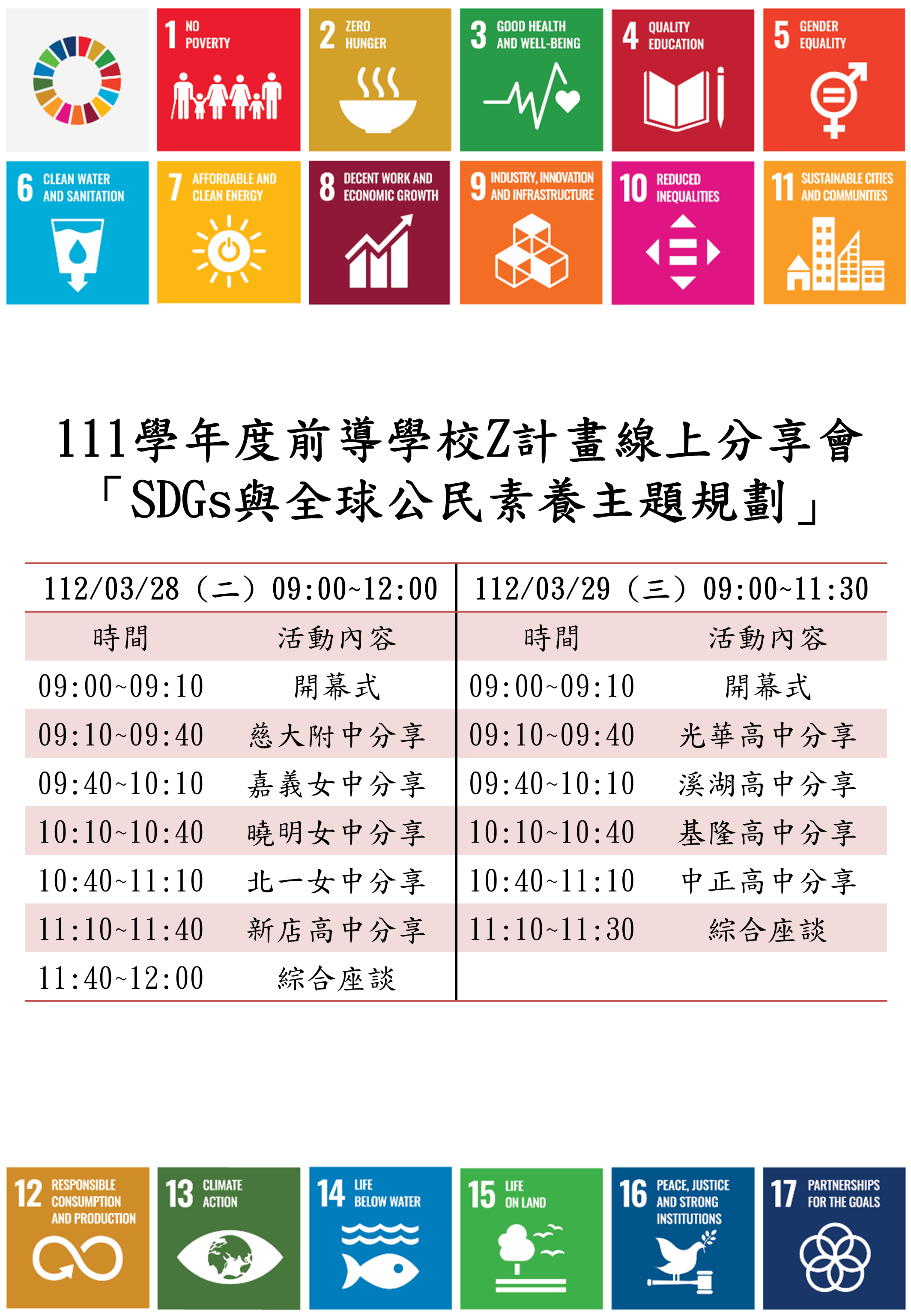 SDGs主題規劃線上分享會海報